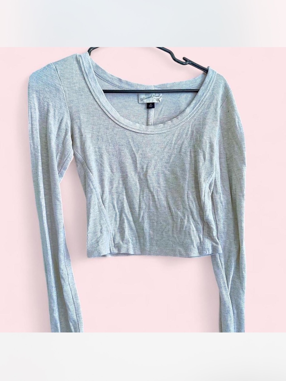 Target Light Gray Ribbed Long-Sleeve Crop Top